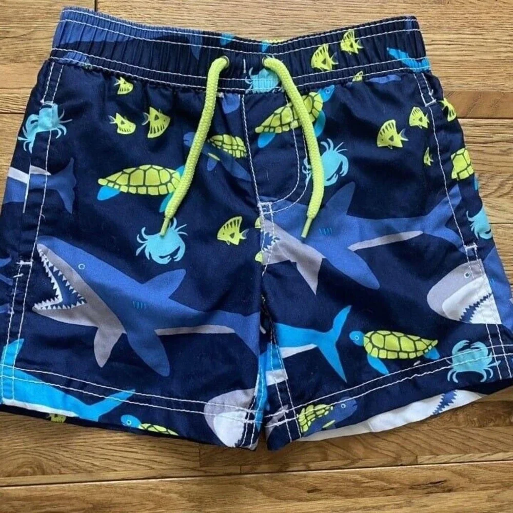Carter's Blue Shark‎ Swim Trunks Sz 2T